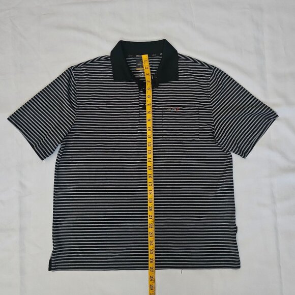 Greg Norman For Tasso Elba Five Iron Play Dry Striped Short Sleeve Polo Shirt M - Picture 11 of 11